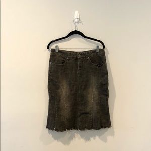 Nicole by Nicole Miller Black Denim Fringe Skirt